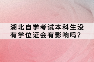 湖北自學(xué)考試本科生沒有學(xué)位證會有影響嗎？