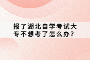 報了湖北自學考試大專不想考了怎么辦？