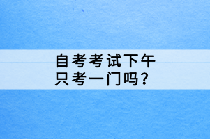自考考試下午只考一門嗎？