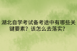 湖北自學(xué)考試備考途中有哪些關(guān)鍵要素？該怎么去落實(shí)？