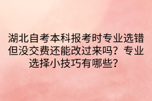 湖北自考本科報考時專業(yè)選錯但沒交費還能改過來嗎？專業(yè)選擇小技巧有哪些？