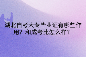 湖北自考大專畢業(yè)證有哪些作用？和成考比怎么樣？
