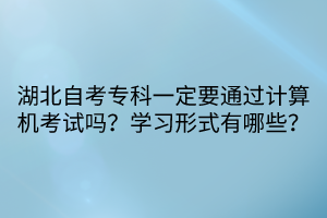 湖北自考?？埔欢ㄒㄟ^計(jì)算機(jī)考試嗎？學(xué)習(xí)形式有哪些？  