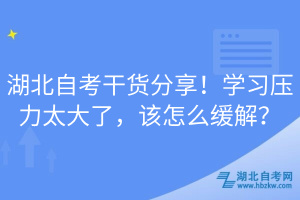 湖北自考干貨分享！學習壓力太大了，該怎么緩解？