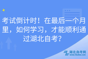 考試倒計(jì)時(shí)！在最后一個(gè)月里，如何學(xué)習(xí)，才能順利通過湖北自考？
