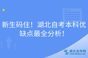 新生碼住！湖北自考本科優(yōu)缺點最全分析！