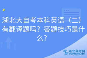湖北大自考本科英語（二）有翻譯題嗎？答題技巧是什么？