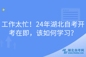 工作太忙！24年湖北自考開考在即，該如何學(xué)習(xí)？