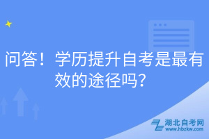 問(wèn)答！學(xué)歷提升自考是最有效的途徑嗎？