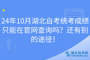 24年10月湖北自考統(tǒng)考成績(jī)只能在官網(wǎng)查詢嗎？還有別的途徑！