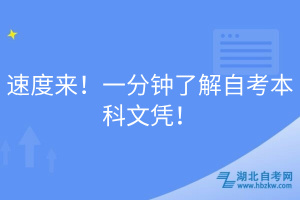速度來！一分鐘了解自考本科文憑！