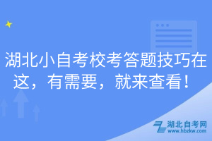 湖北小自考校考答題技巧在這，有需要，就來查看！
