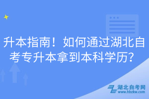 升本指南！如何通過湖北自考專升本拿到本科學(xué)歷？