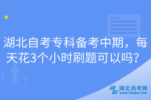 湖北自考專科備考中期，每天花3個小時刷題可以嗎？