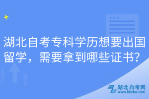 湖北自考?？茖W歷想要出國留學，需要拿到哪些證書？