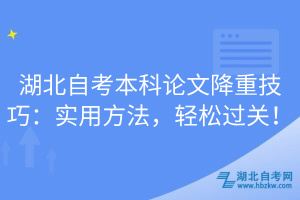 湖北自考本科論文降重技巧：實用方法，輕松過關(guān)！