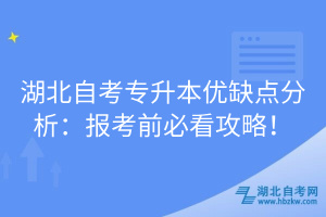 湖北自考專升本優(yōu)缺點分析：報考前必看攻略！