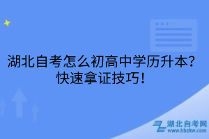 湖北自考怎么初高中學(xué)歷升本？快速拿證技巧！