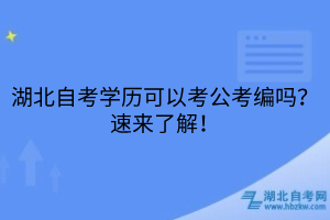 湖北自考學(xué)歷可以考公考編嗎？速來了解！