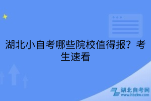 湖北小自考哪些院校值得報？考生速看