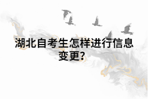 湖北自考生怎樣進(jìn)行信息變更？