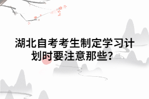 湖北自考考生制定學(xué)習(xí)計劃時要注意那些？