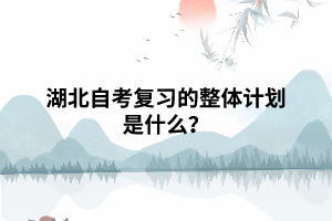 湖北自考復(fù)習(xí)的整體計(jì)劃是什么？