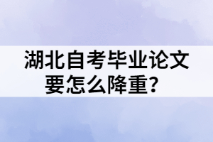 湖北自考畢業(yè)論文要怎么降重？