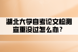 湖北大學(xué)自考論文檢測查重沒過怎么辦？
