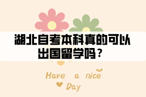 湖北自考本科真的可以出國留學嗎？