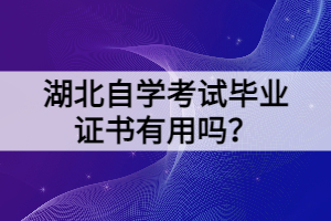 湖北自學(xué)考試畢業(yè)證書有用嗎？