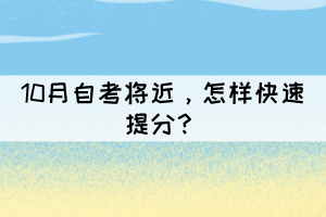 10月自考將近，怎樣快速提分？