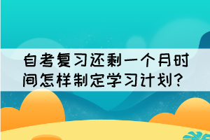 自考復(fù)習(xí)還剩一個(gè)月時(shí)間怎樣制定學(xué)習(xí)計(jì)劃？