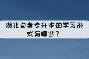 湖北自考專升本的學習形式有哪些？