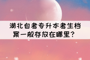 湖北自考專升本考生檔案一般存放在哪里？