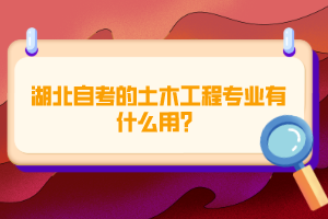 湖北自考的土木工程專業(yè)有什么用？