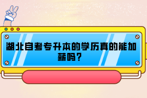 湖北自考專升本的學(xué)歷真的能加薪嗎？