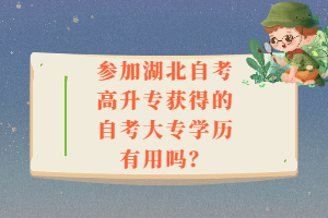 參加湖北自考高升專獲得的自考大專學(xué)歷有用嗎？