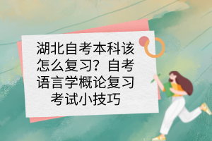 湖北自考本科該怎么復(fù)習？自考語言學概論復(fù)習考試小技巧