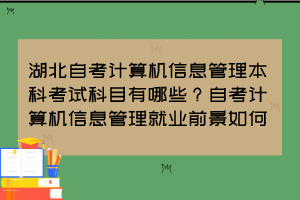 湖北自考計算機(jī)信息管理本科考試科目有哪些？自考計算機(jī)信息管理就業(yè)前景如何？