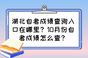 湖北自考成績查詢?nèi)肟谠谀睦铮?0月份自考成績怎么查？
