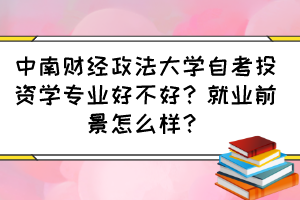 中南財經(jīng)政法大學(xué)自考投資學(xué)專業(yè)好不好？就業(yè)前景怎么樣？