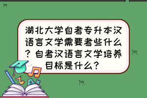 湖北大學(xué)自考專升本漢語言文學(xué)需要考些什么？自考漢語言文學(xué)培養(yǎng)目標(biāo)是什么？