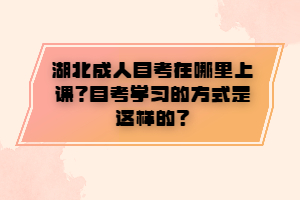 湖北成人自考在哪里上課？自考學(xué)習(xí)的方式是這樣的？