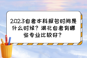 2023自考本科報(bào)名時間是什么時候？湖北自考有哪些專業(yè)比較好？
