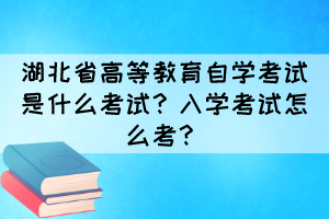 湖北省高等教育自學(xué)考試是什么考試？入學(xué)考試怎么考？