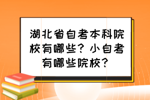 湖北省自考本科院校有哪些？小自考有哪些院校？