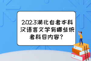2023湖北自考本科漢語(yǔ)言文學(xué)有哪些統(tǒng)考科目?jī)?nèi)容？