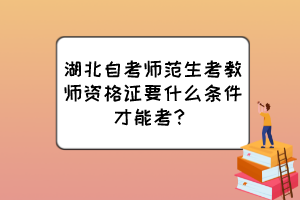 湖北自考師范生考教師資格證要什么條件才能考？