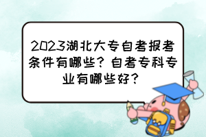 2023湖北大專自考報(bào)考條件有哪些？自考?？茖I(yè)有哪些好？